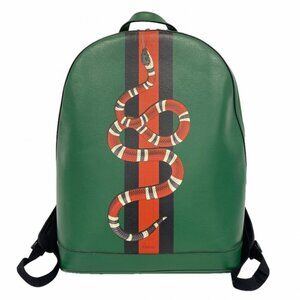 Gucci Backpack Snake Leather Green Silver